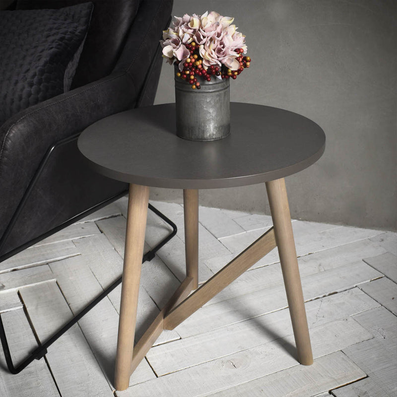 Gallery Interiors Hamar Round Side Table Grey