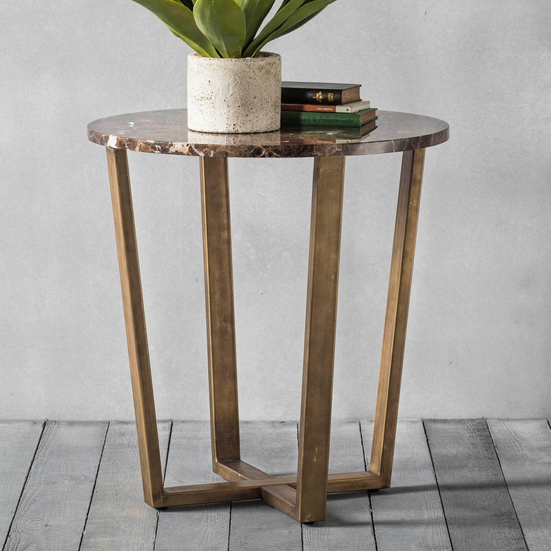 Gallery Interiors Emperor Round Side Table Marble