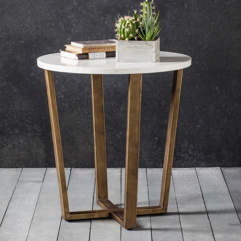 Gallery Interiors Cleo Round Side Table Marble