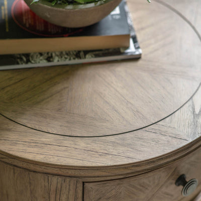 Gallery Interiors Mustique Round 1 Drawer Side Table