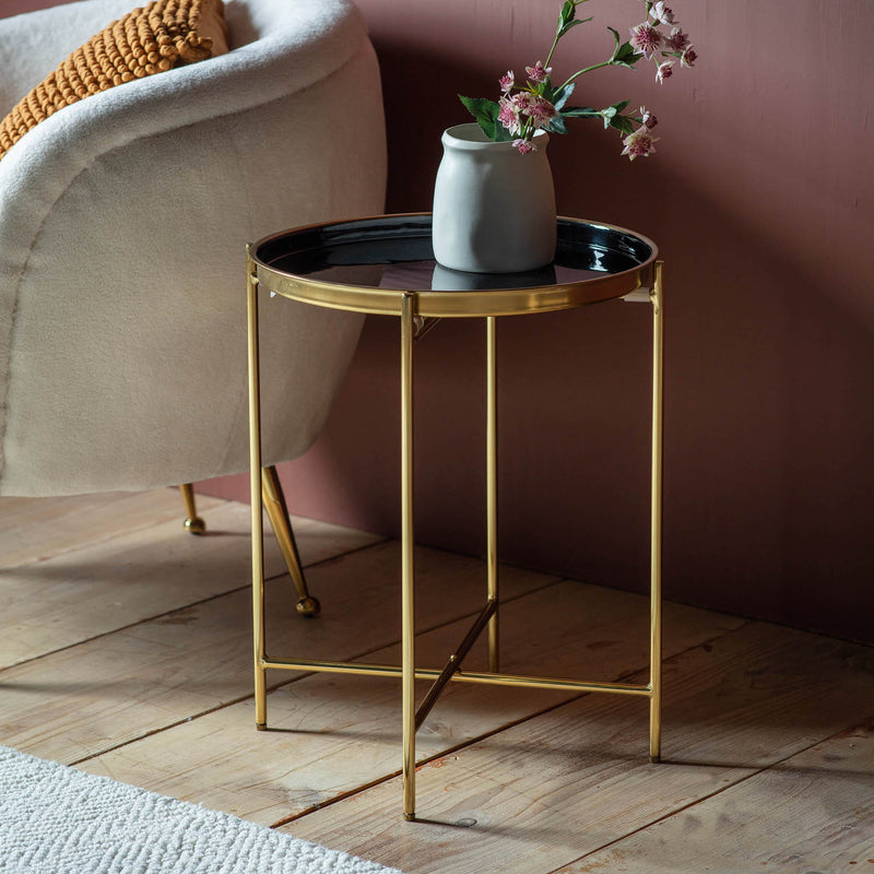 Gallery Interiors Valetta Side Table Gold/Black