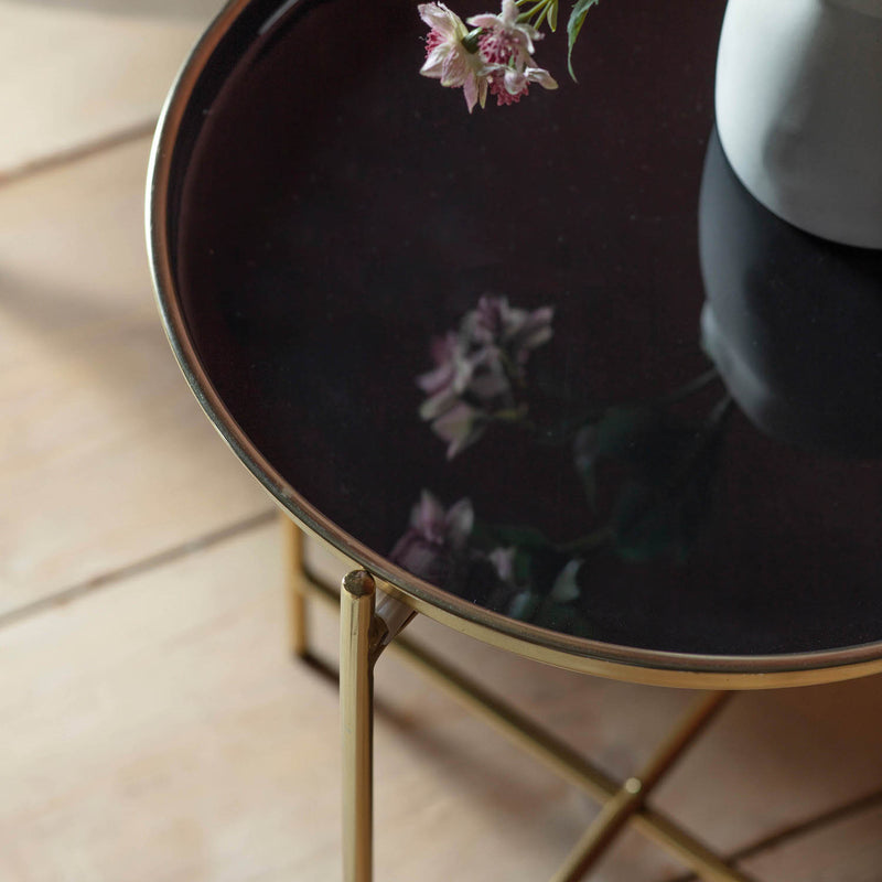 Gallery Interiors Valetta Side Table Gold/Black