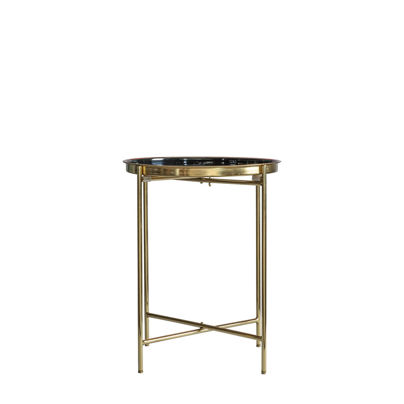 Gallery Interiors Valetta Side Table Gold/Black