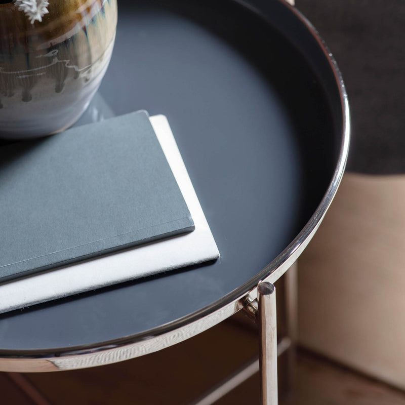 Gallery Interiors Valetta Side Table Silver/Dark Grey
