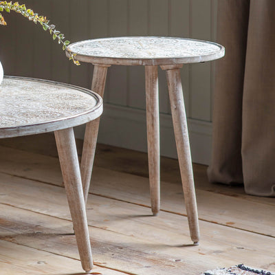 Gallery Interiors Agra Side Table Natural White