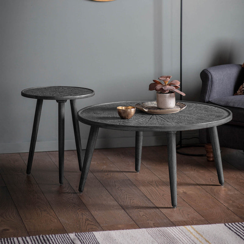 Gallery Interiors Agra Side Table Grey Black