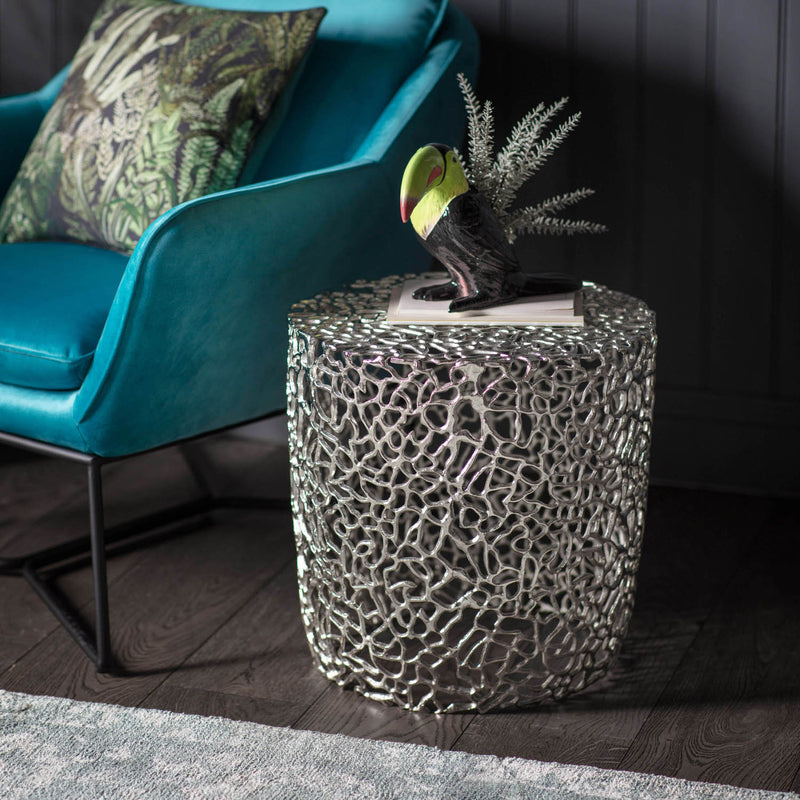 Gallery Interiors Verdant Side Table Silver