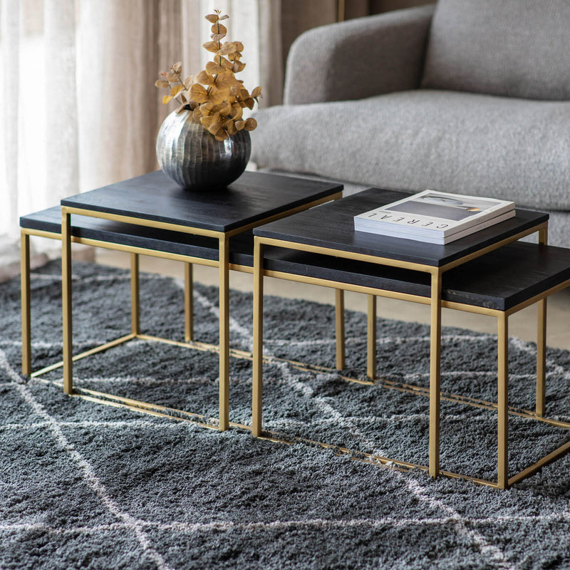 Gallery Interiors Bletchley Coffee Table Nest Black