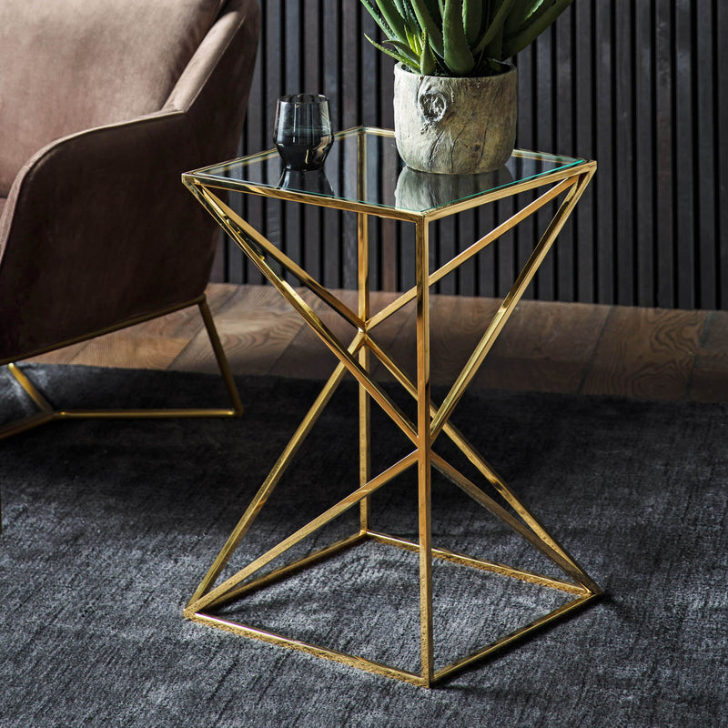 Gallery Interiors Parma Side Table Gold Small