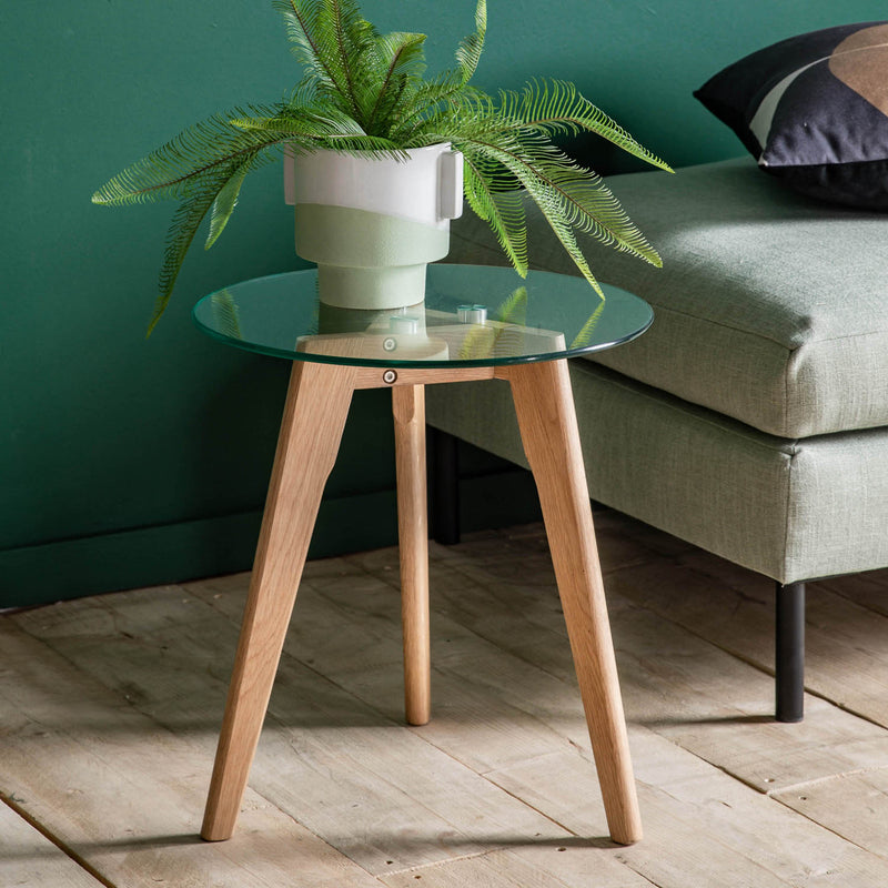 Gallery Interiors Blair Round Side Table Oak