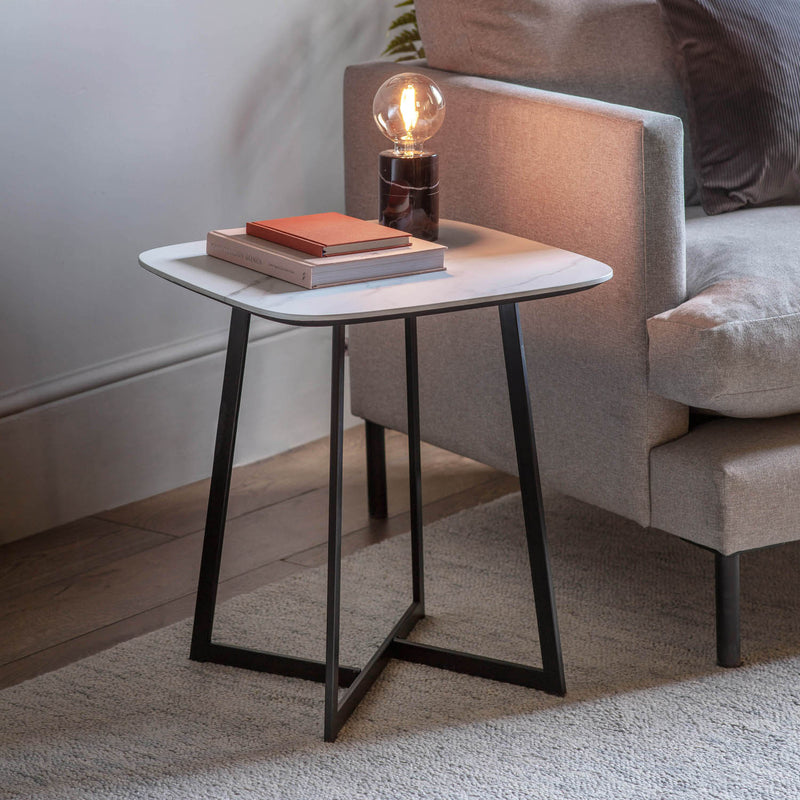Gallery Interiors Finsbury Side Table White Marble