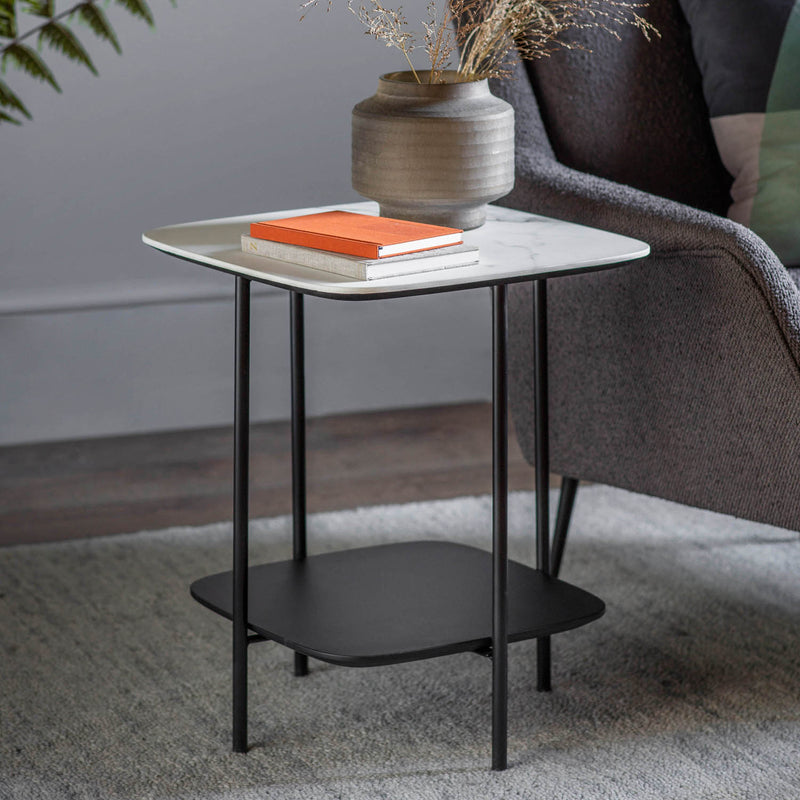 Gallery Interiors Ludworth Side Table White Marble
