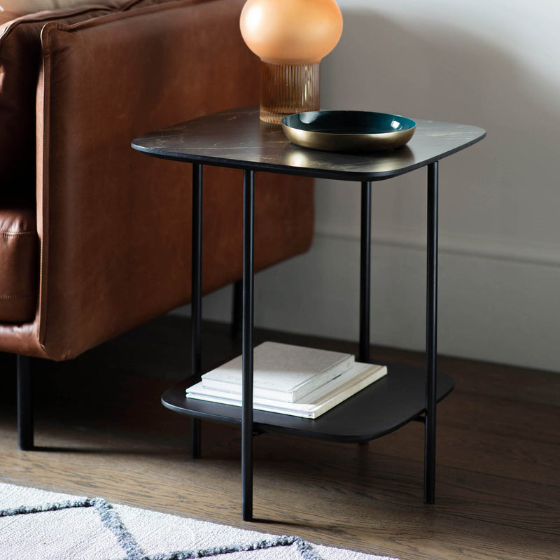 Gallery Interiors Ludworth Side Table Black Marble