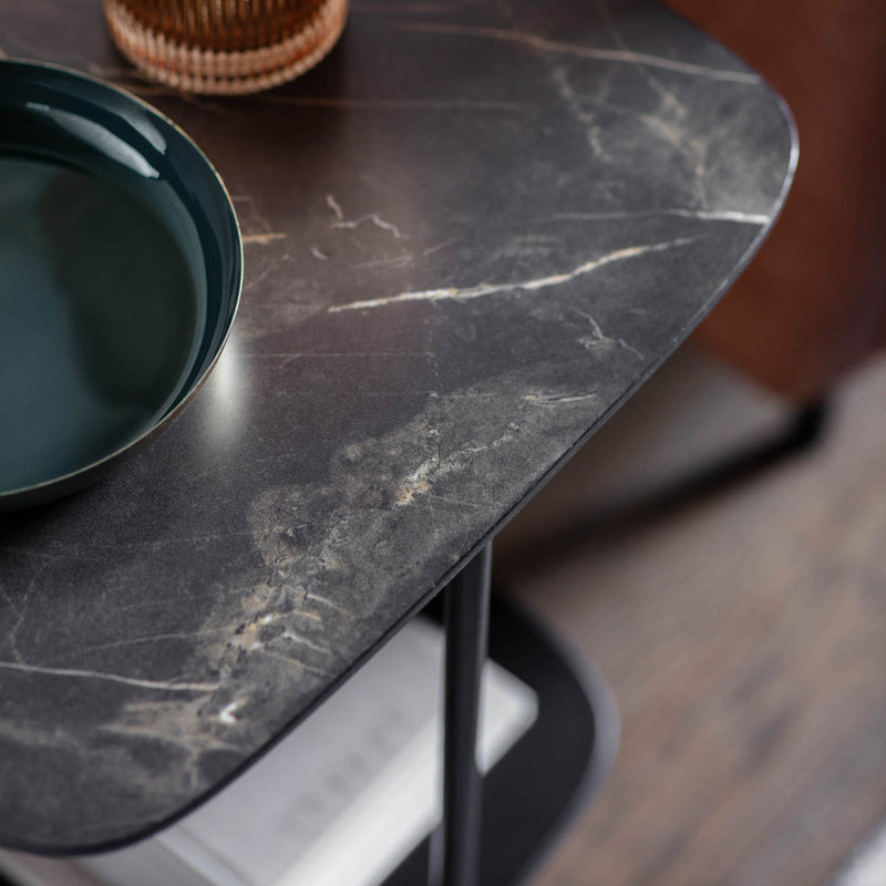 Gallery Interiors Ludworth Side Table Black Marble