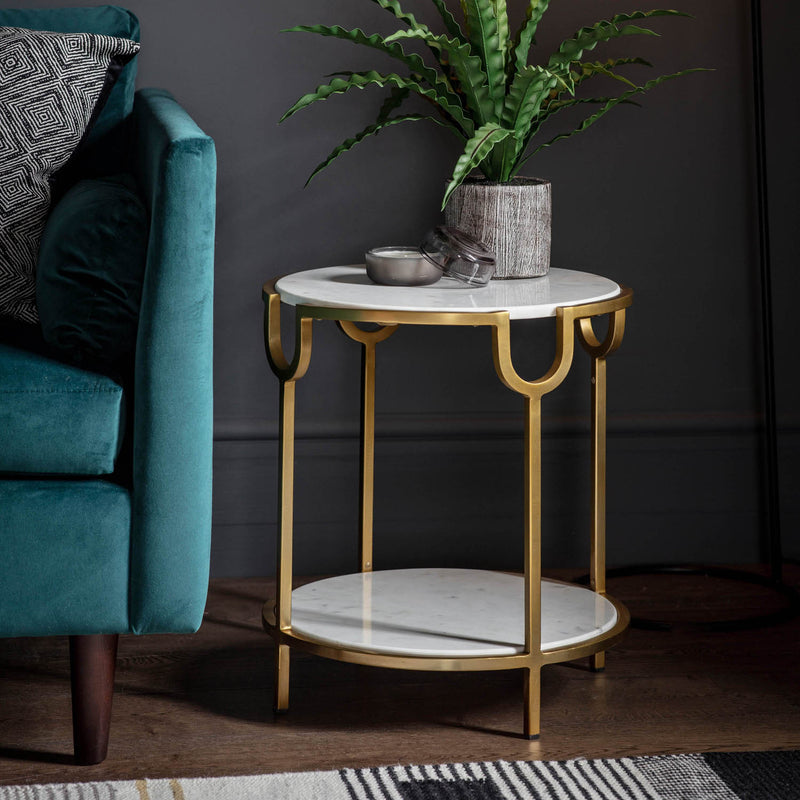 Gallery Interiors Weston Side Table White Marble