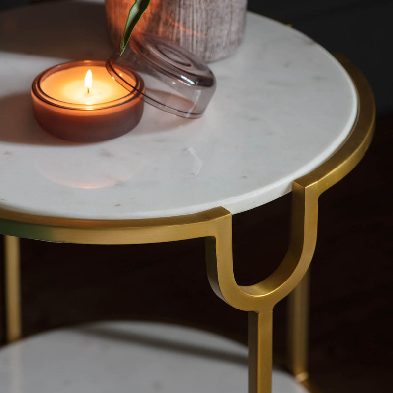 Gallery Interiors Weston Side Table White Marble