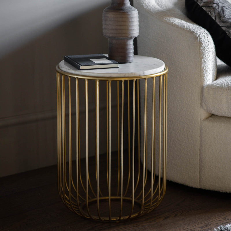 Gallery Interiors Riley Side Table Gold