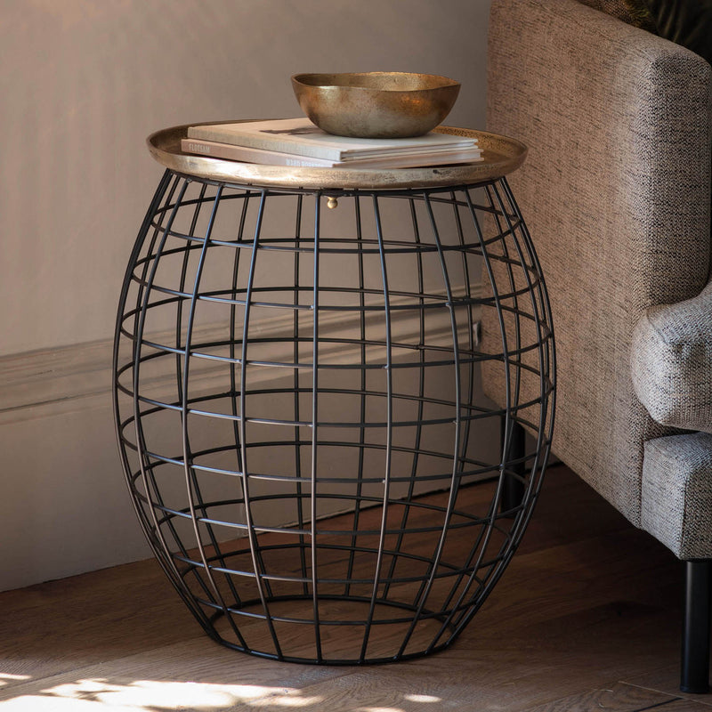 Gallery Interiors Rowen Side Table Antique Gold