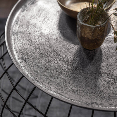 Gallery Interiors Rowen Side Table Antique Silver