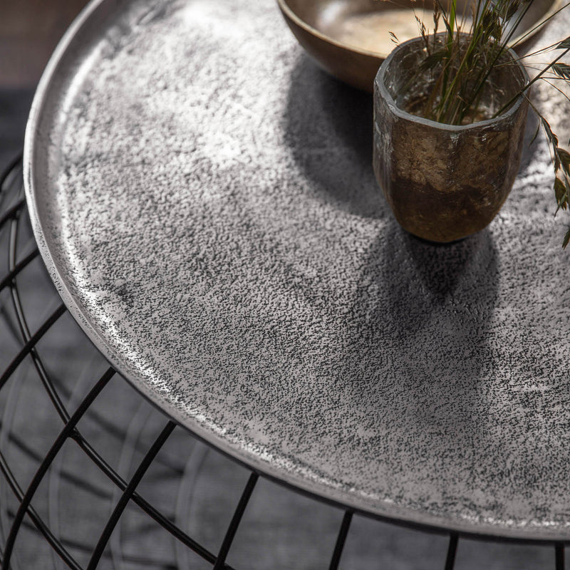 Gallery Interiors Rowen Side Table Antique Silver