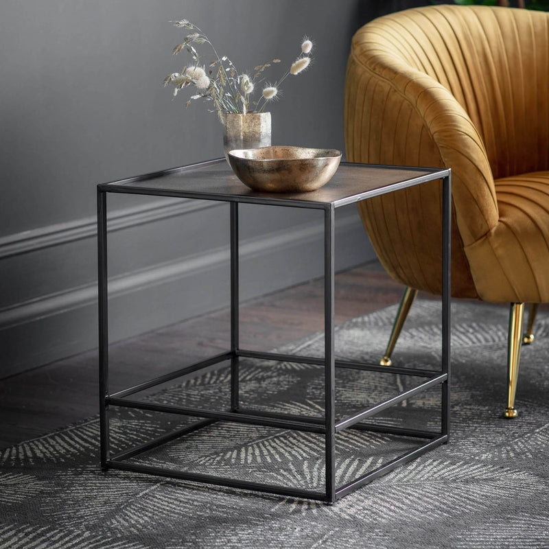 Gallery Interiors Hadston Side Table Antique Gold