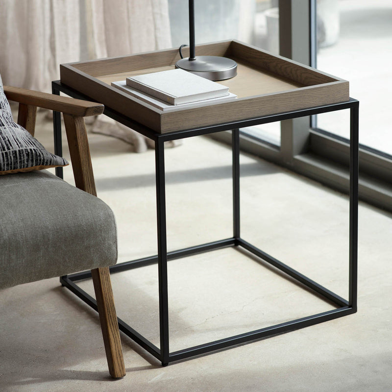 Gallery Interiors Forden Tray Side Table Grey