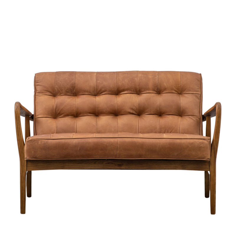 Gallery Interiors Humber 2 Seater Sofa Vintage Brown Leather