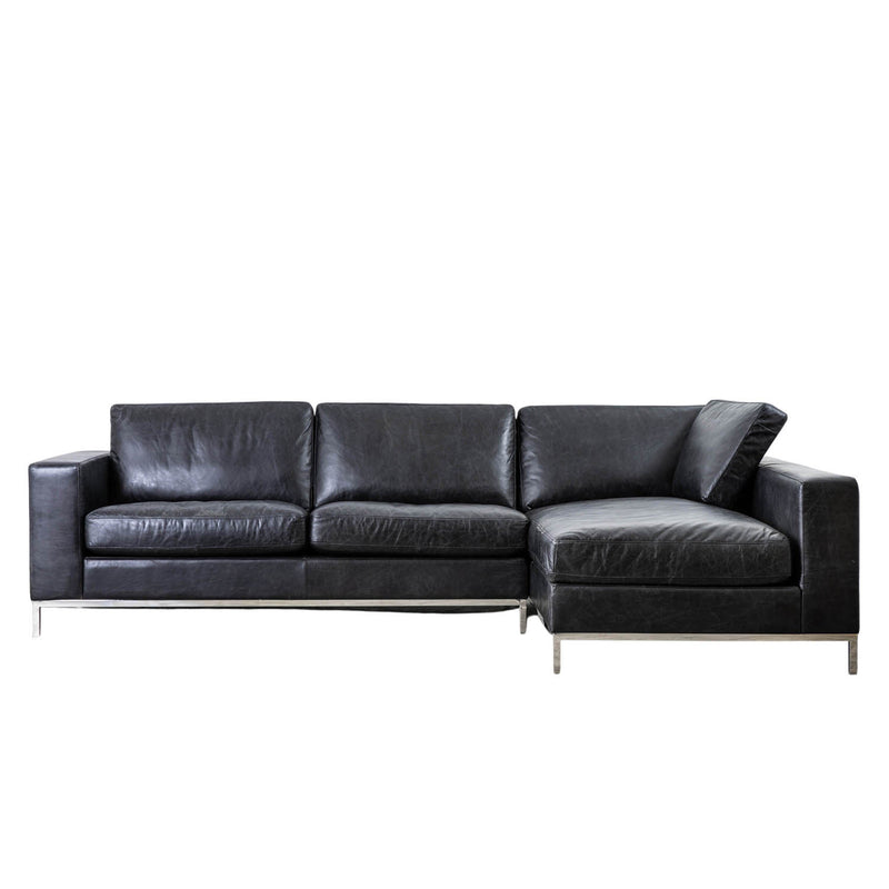 Gallery Interiors Verona Corner Chaise Black Leather