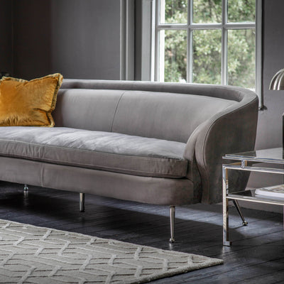 Gallery Interiors Tesoro Sofa Grey Velvet