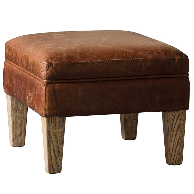 Gallery Interiors Mr. Paddington Stool Vintage Brown Leather