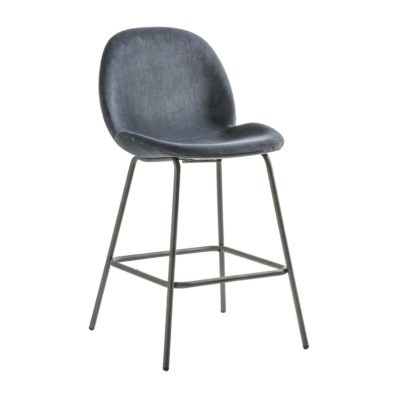 Gallery Interiors Flanagan Stool Dark Grey Velvet (2pk)