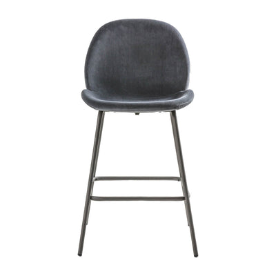 Gallery Interiors Flanagan Stool Dark Grey Velvet (2pk)