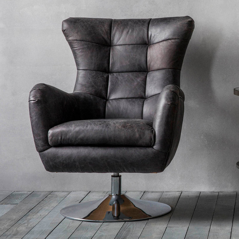 Gallery Interiors Bristol Swivel Chair Antique Ebony