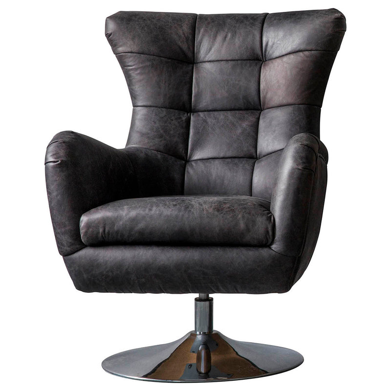 Gallery Interiors Bristol Swivel Chair Antique Ebony