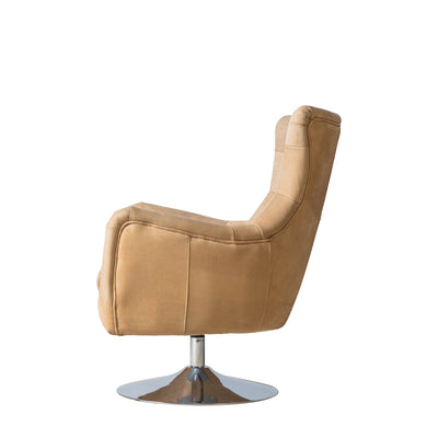 Gallery Interiors Bristol Swivel Chair Saddle Tan