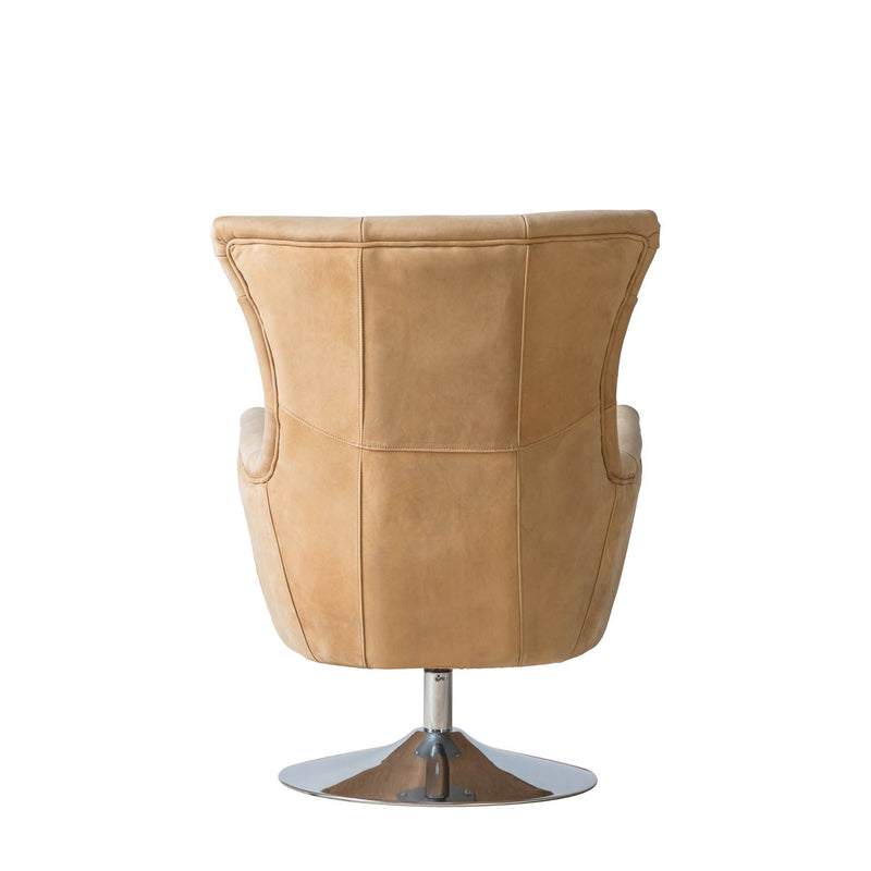 Gallery Interiors Bristol Swivel Chair Saddle Tan