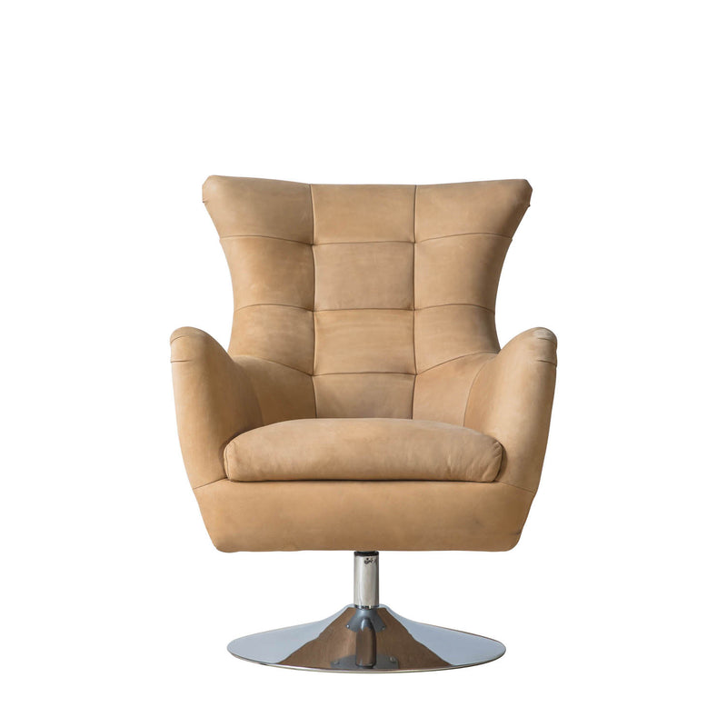 Gallery Interiors Bristol Swivel Chair Saddle Tan