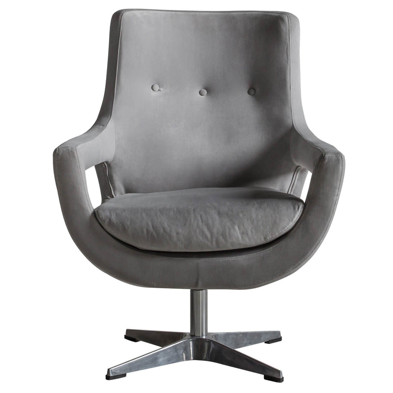 Gallery Interiors Venosa Swivel Chair Grey Velvet