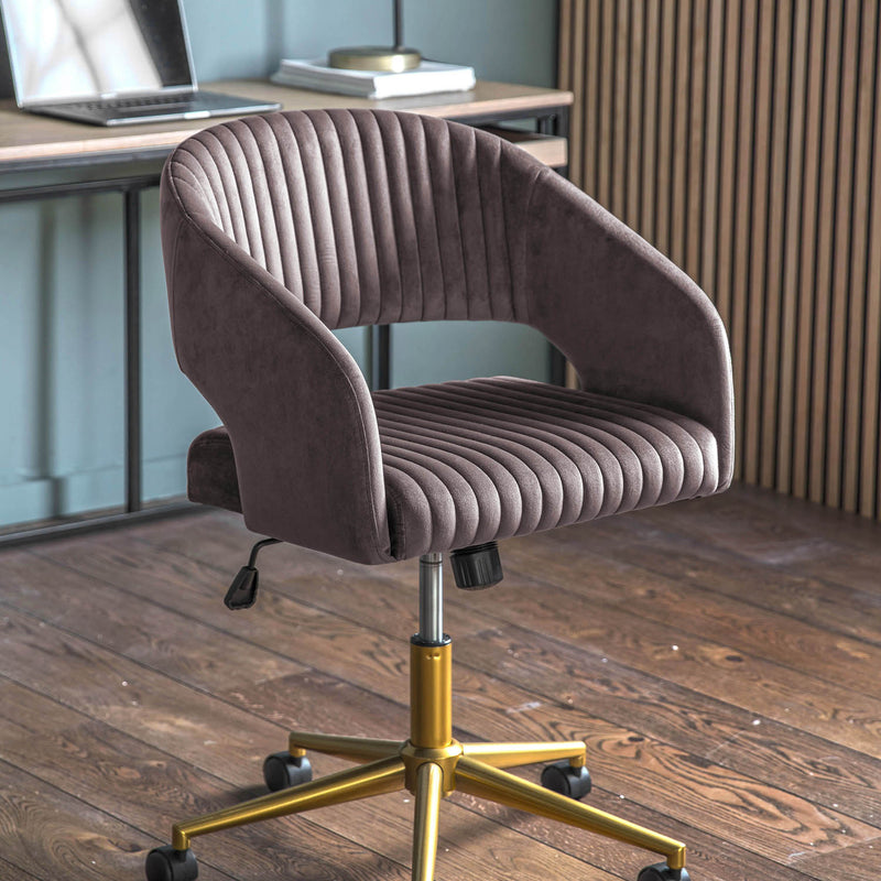 Gallery Interiors Murray Swivel Chair Grey Velvet