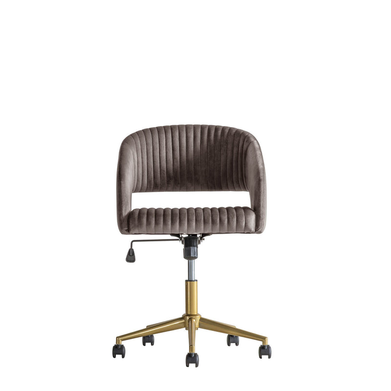 Gallery Interiors Murray Swivel Chair Grey Velvet