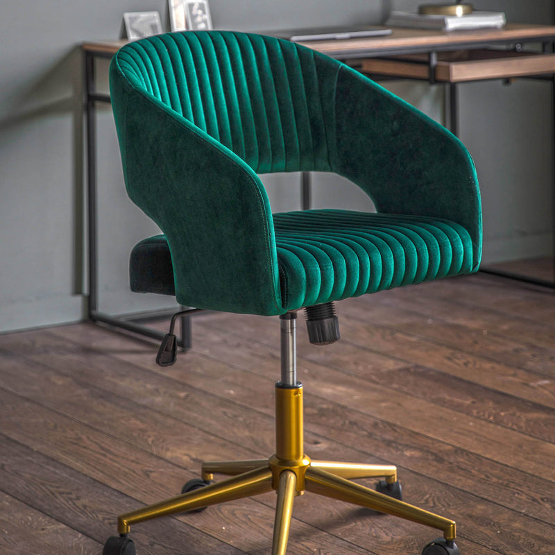 Gallery Interiors Murray Swivel Chair Green Velvet