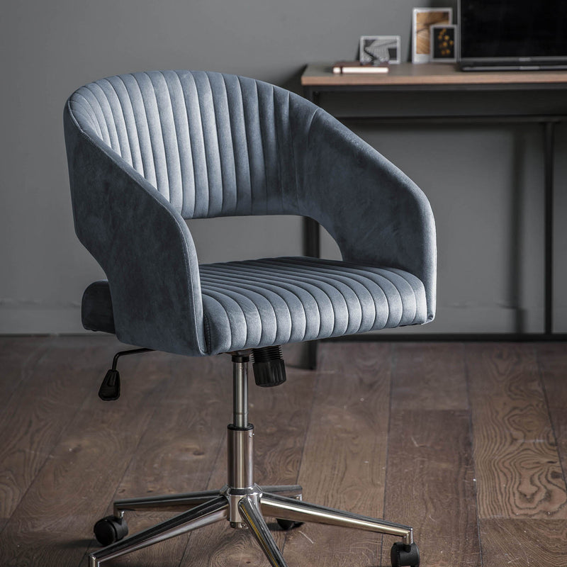 Gallery Interiors Murray Swivel Chair Charcoal Velvet