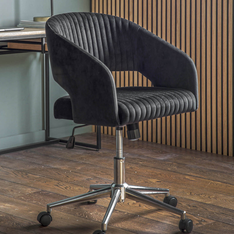 Gallery Interiors Murray Swivel Chair Black Velvet