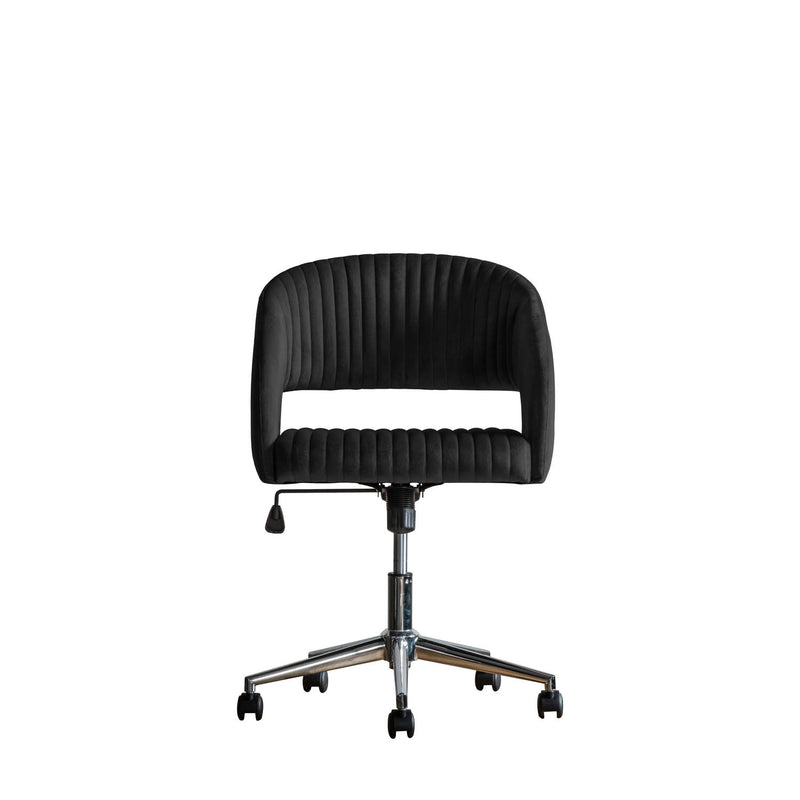 Gallery Interiors Murray Swivel Chair Black Velvet