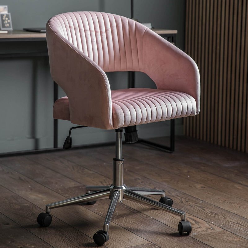 Gallery Interiors Murray Swivel Chair Pink Velvet