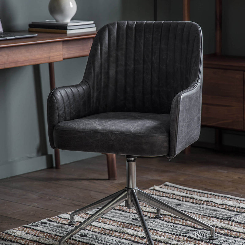 Gallery Interiors Curie Swivel Chair Antique Ebony