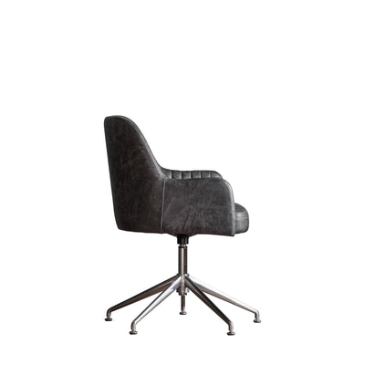 Gallery Interiors Curie Swivel Chair Antique Ebony