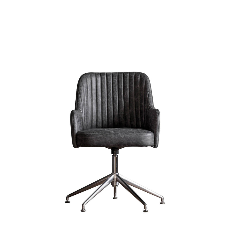 Gallery Interiors Curie Swivel Chair Antique Ebony