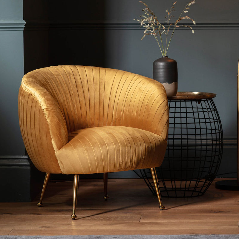 Gallery Interiors Valenza Tub Chair Gold Velvet