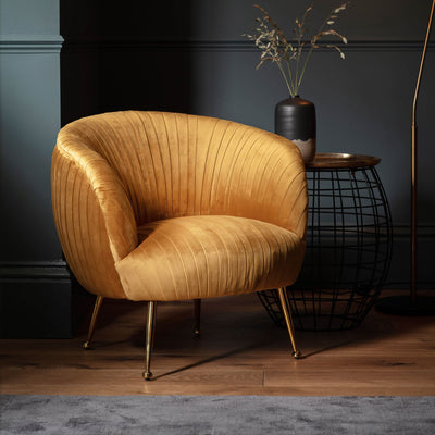 Gallery Interiors Valenza Tub Chair Gold Velvet